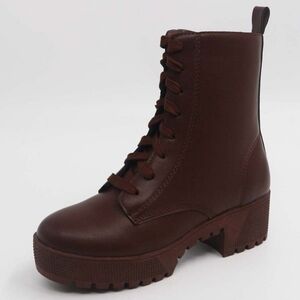 Women's Brown Platform Lace-Up Ankle Boots